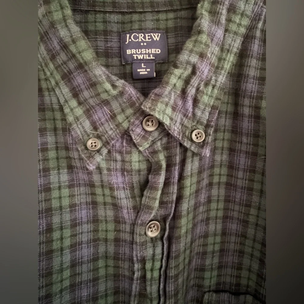 J.Crew Brushed Twill Plaid Button-Down Shirt Size: Large (Classic Fit)